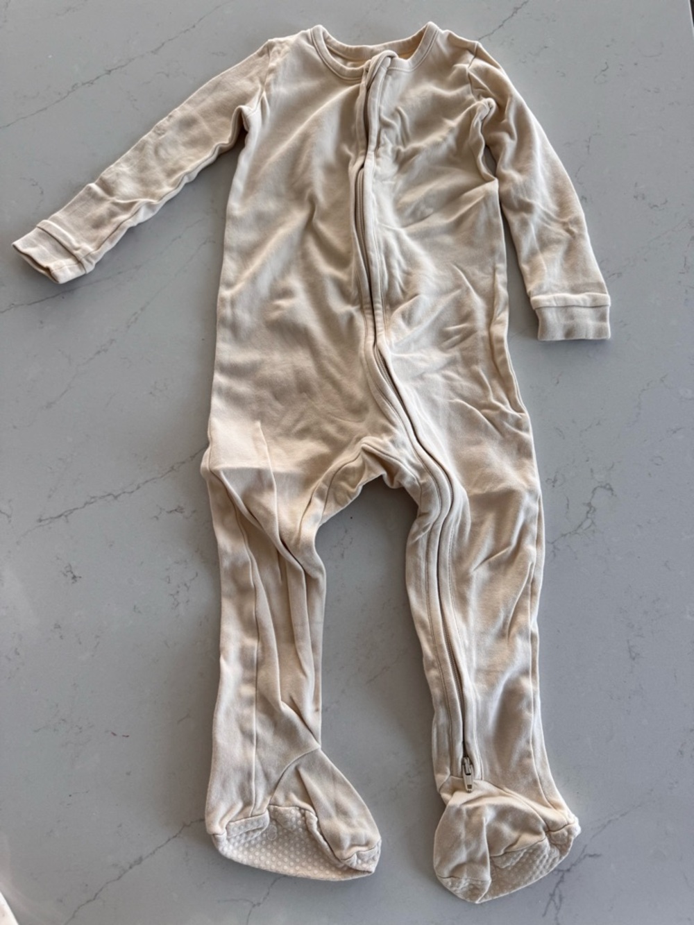 Colored Organics Cream Footed Bi-Zipper Sleeper